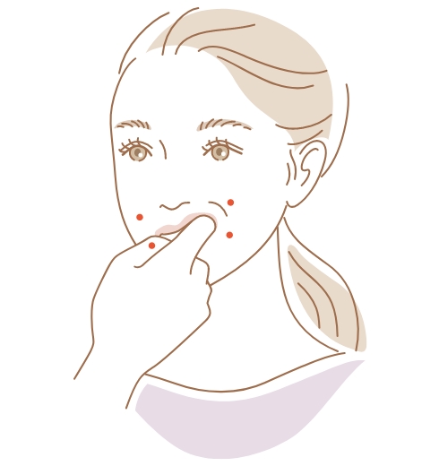 上下左右ともに1秒。免疫力アップに「小腸のツボ押し」を。