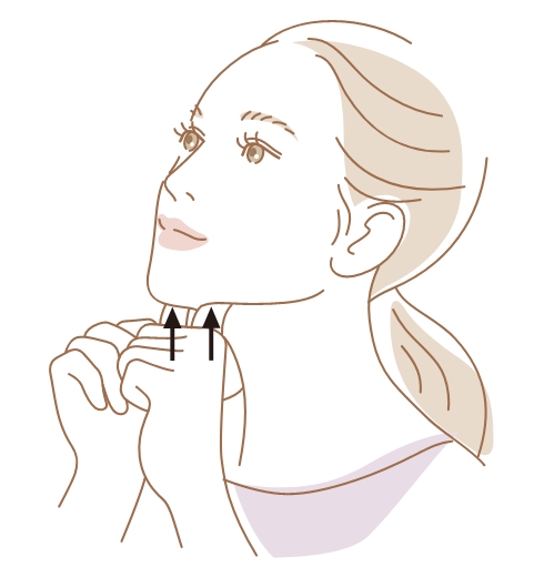 1秒×3回。舌下腺を両手の親指でほぐしましょう。